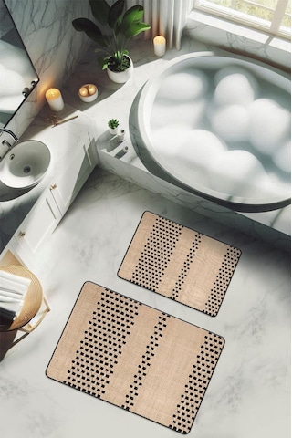 Yıkanabilir Kaymaz Tabanlı Modern Desenli 2'li Banyo Paspas Takımı Bps0040 Renkli