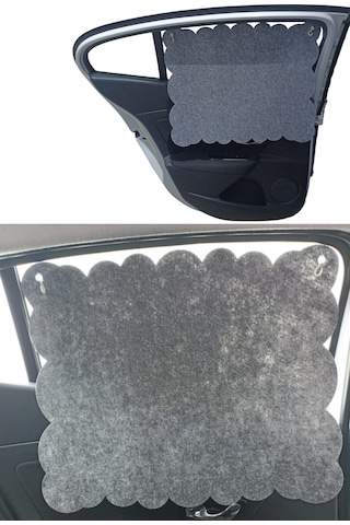 Oto Güneşlik Perdesi Yan Cam Araç Perdesi Arka Koltuk Emzirme Örtüsü Gri Keçe Vantuzlu 1 Adet