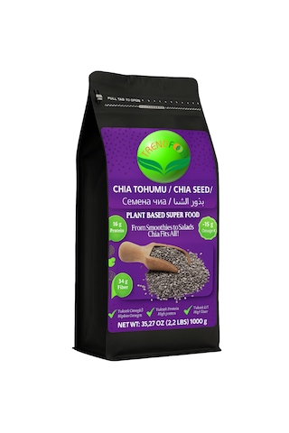 Chia Tohumu 1 Kg Yüksek Lif & Omega 3 İçerikli %100 Bitkisel Süper Gıda Vegan Gluten Free