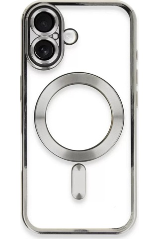 Newface  Apple  Uyumlu iPhone 16 Plus Kılıf Kross Magneticsafe Kapak - Gümüş