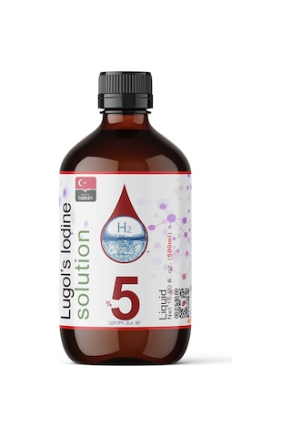 Lugol's %5 İyot Çözeltisi İyot Damla Cam Şişe 500 ML