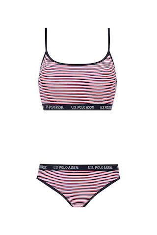 U.s. Polo Assn. Çizgili Büstiyer Slip Takım Lacivert 001