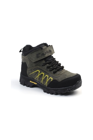 Unisex Çocuk Haki Siyah İçi Kürklü Kışlık Termo Taban Suya Soğuğa Dayanıklı Günlük Rahat Outdoor Bot Haki