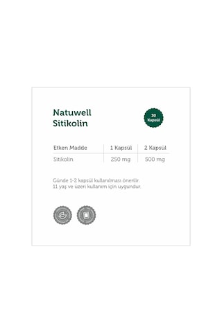 Sitikolin 250 Mg Takviye Edici Gıda 30 Kapsül Ve Magneline Magnezyum Bisglisinat 60 Tablet