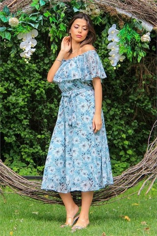 Dip Moda Kadın Madonna Yaka Şifon Elbise Dpnb10037 Mint