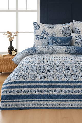 Sardinia Çift Kişilik Kapitone Dolgulu Pike 4 Mevsim Baklava Dsn Yastık Kılıfı Dahil 200x230cm Mavi