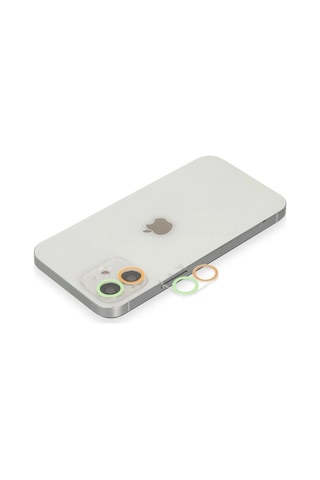 Newface Apple iPhone Uyumlu 12 Mini Renkli Kamera Lens Koruma Cam Semeglbl - 18 - Turuncu-yeşil