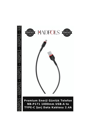 Premium Enerji Günlük Telefon Nb-p171 1000mm Usb-a To Type-c Şarj Data Kablosu 2.4a