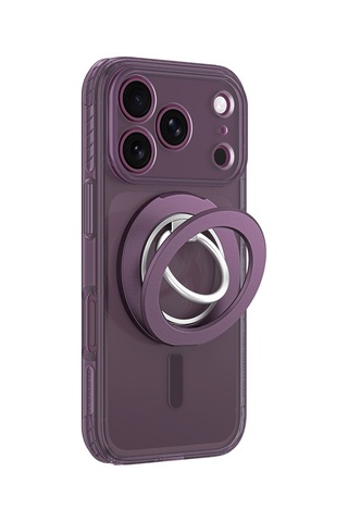 Apple iPhone Uyumlu 18 Pro Max Kılıf M-safe Özellikli Yüzük Standlı Amazingthing Titan Pro Grip Ring Serisi Mor