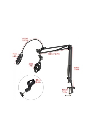 Jms Canlı Yayın Stüdyosu Konuşma Kaydı İçin Çok Fonksiyonlu Mikrofon Tutucu Braketi Ve Masa Klipsi