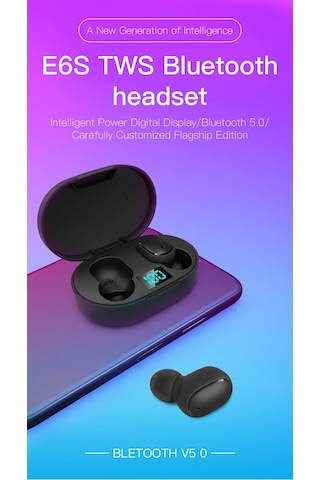 E6S True Kablosuz Kulaklık Dijital Göstergeli Bluetooth Kulaklık
