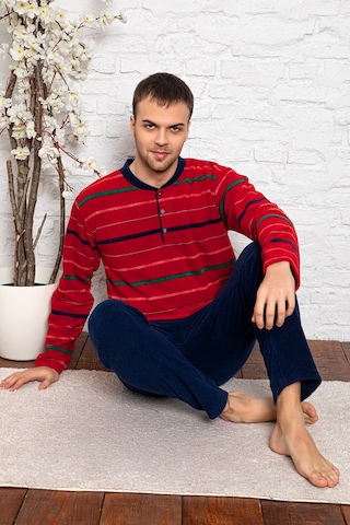 Nisanca Kışlık Erkek Polar Pijama Takımı Kırmızı
