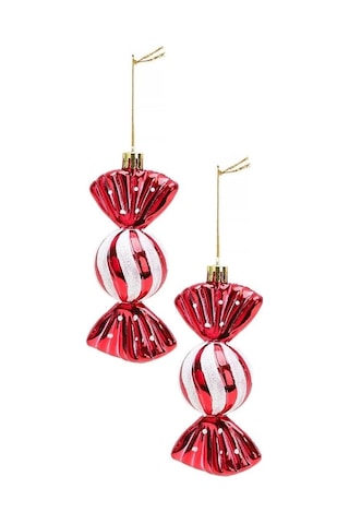 Yılbaşı Ağacı Süsü Şeker Figürlü Ağaç Süsü 11 Cm 2'li Ağaç Süsü