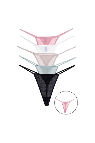 Vanilya Secret İpli Tanga Pamuk 5'li Paket Çok Renkli Vanilya Secret İpli Tanga Pamuk 5'li Paket Çok Renkli