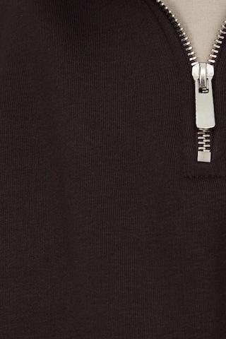 Tudors Unisex Relax Fit Rahat Kesim Pamuklu İçi Polarlı Yarım Fermuarlı Kahverengi Dik Yaka Sweatshirt-35159 Kahverengi