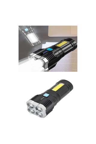 Periboia 4 Fonksiyonlu Led El Feneri Usb Şarjlı Su Geçirmez Lamba Çok Renkli