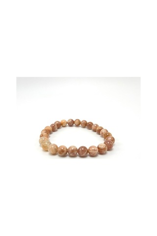 Sertifikalı Güneş Taşı 8mm Elastik Misinalı Doğal Taş Bileklik Turuncu