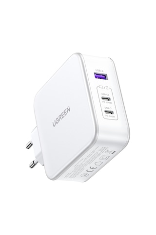 Ugreen Nexode 140w Gan 3 Portlu Hızlı Şarj Cihazı 1xusb-a, 2xusb-c Qc 4.0 Pd 3.1, Beyaz, 15339