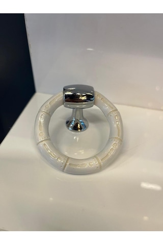 Bambu Halka Sarkaç Metal+sert Plastik Düğme Kulp Krom+beyaz Dolap Modern Çekmece Mobilya Tek Delik Beyaz