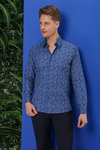 Efor G 1540 Slim Fit Lacivert Klasik Gömlek Lacivert