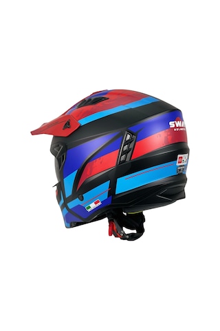 Sway Sw X1 Seul Track Kapalı Kask Kırmızı - Mavi - Siyah