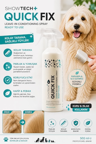 Show Tech+ Quick Fix Köpek Kıtık Açıcı Kolay Tarama Spreyi 500 Ml - Kuru Ve Islak Kullanım
