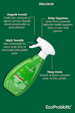 Organik Derz Temizleyici Sprey Fayans Arası 500 Ml Tekli