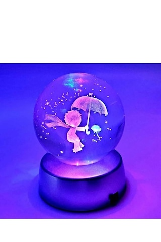 Mobgift Küçük Prens Plastik Altlıklı Işıklı Cam Küre Renkli