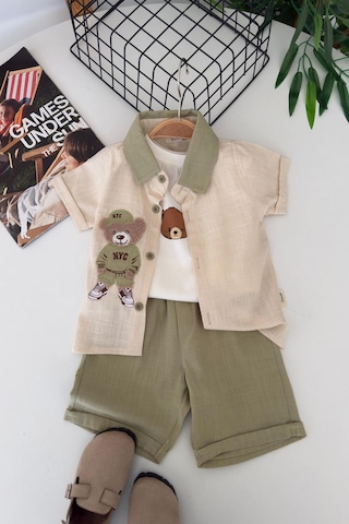 Miniğimin Cicileri Bear Panç İşleme Detaylı Erkek Bebek 3 Lü ... Yeşil
