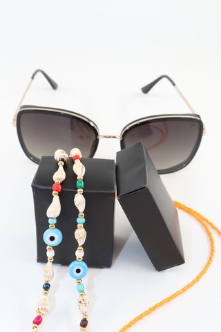 Tasarım Nazar Boncuklu Deniz Kabuklu Gözlük Zinciri. Gözlük İpi. Gözlük İpi Askısı. Gözlük Zinciri. Çok Renkli