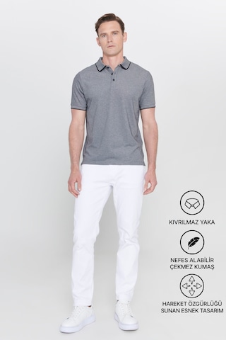 Ac&Co / Altınyıldız Classics 4A4820200047Syh3XL Düğmeli Polo Yaka Cepsiz Slim Fit Erkek Tişört Siyah