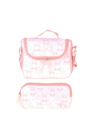 Calacilo Kedi Baskılı Kız Çocuk Pembe Renk Beslenme Çantası Ve Kalemlik Seti - Setcc-c4051 Pembe - Beyaz
