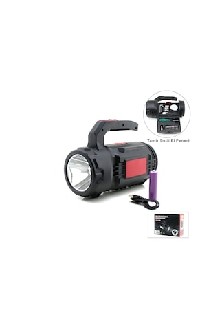 2in1 19pcs Tamir - Hırdavat Seti El Fener - Projektör Led + Cob Usb - Type-c - Pil Şarjlı Hs-310