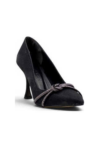 Modapol 0203 Simli Taşlı Kadın Stiletto siyah