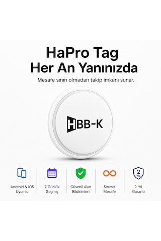 Hapro Tag Apple Uyumlu iOS & Android Airtag Akıllı Gps Siyah Tekli Paket