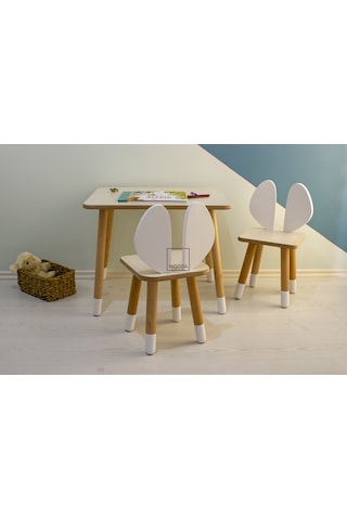 Wooda Montessori Çocuk Aktivite Yaz Sil Masa Sandalye Takımı