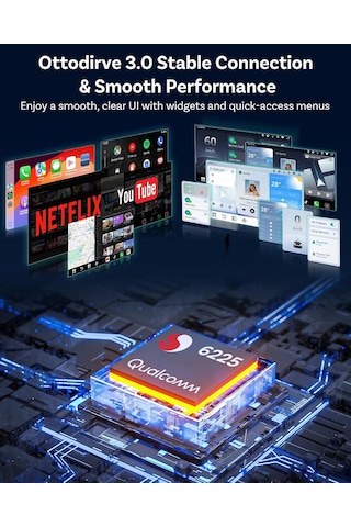 Ottocast P3 Pro Aı Kutusu Android 13 Ottodrive 3.0, Kablosuz Carplay Ve Android Auto, Aı Ses Asistanı, Bulut Sım, Böl