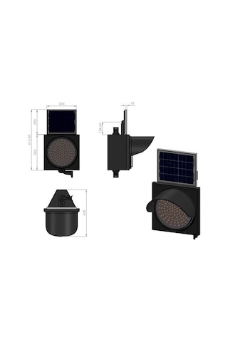 İleri Trafik 300 MM Ledli Güneş Enerjili Flaşör, Solar Çakar Lamba-2222 - Kırmızı LED
