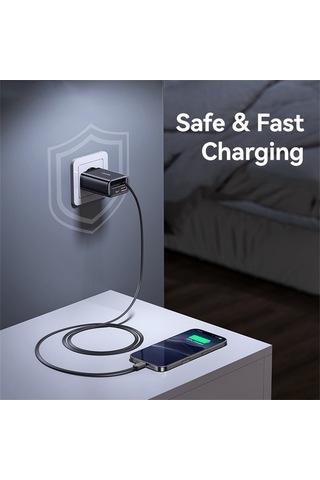 Tongxida Usams Cc296 30w Hızlı Şarj Cihazı Ab Tak Telefon Adaptörü, Tip-c Geri Çekilebilir Kablo Siyah Siyah