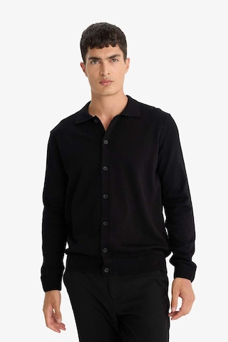Defacto Standart Fit Polo Yaka Triko Hırka F5863ax25wnbk27 Siyah