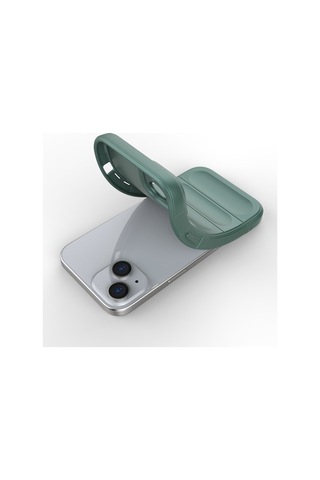Vendas Apple iPhone Uyumlu  15 Kılıf Esnek Tpu Oyuklu Arka Yüzey Zore Etnik Silikon Kapak + Hayalet Ekran Koruyucu Yeşil