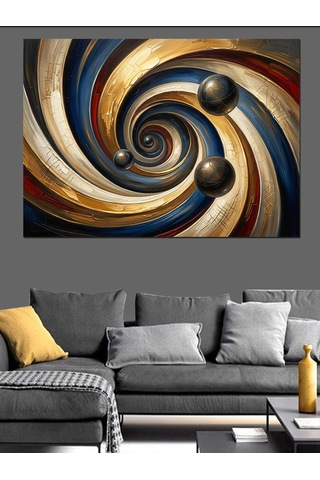 Altın Ve Siyah Spiral Girdap Dekoratif Kanvas - Mdf Ahşap Tablo