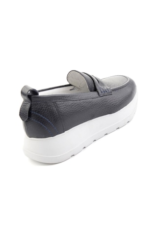 Lacivert Hakiki Deri Kadın Loafer Ayakkabı K01087246703