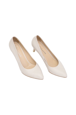 Elit Selestia Kadın Hakiki Deri Stiletto Bej Bej