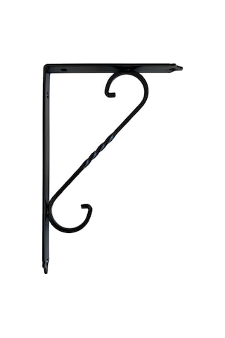 Raf Altı Ferforje Demir Tutucu L Raf Demiri Duvar Sabitleyici Metal Siyah 2 Adet 23cm X 15cm Siyah