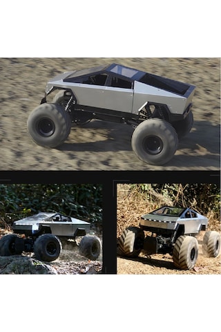 1:8 Dev Büyük Boy 4x4 Cybertruck Rc Kumandalı Uzaktan Kumandalı Araba 2.4 Ghz Işıklı Yeşil