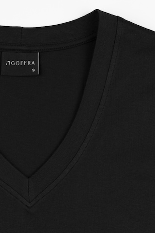 Goffra Kadın Vision V Yaka Premium Kalite Yoğun Dokulu Pamuklu T-shirt Siyah W102-r0220-09