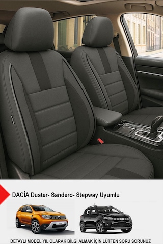 Oniks Serisi Tay Tüyü Oto Koltuk Kılıfı- Dacia Sandero-stepway-duster Uyumlu Füme