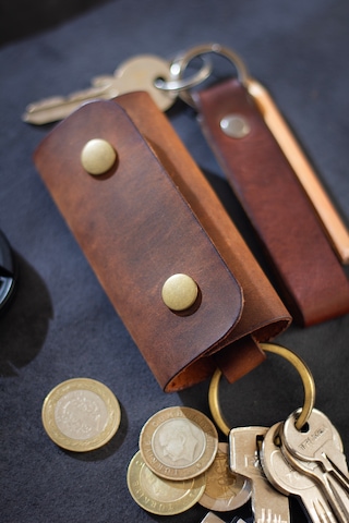 Kişiye İsme Özel İsimli Hakiki Deri Çıtçıtlı Anahtarlık Camel