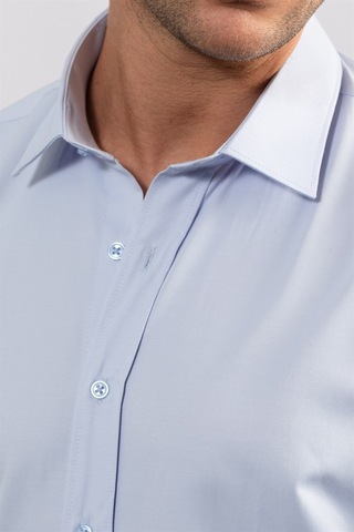 Tudors Modern Slim Fit Düz Erkek Mavi Gömlek-23974-mavi Mavi